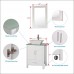 MFYO 36" White Bathroom Vanity with Mirror Modern Ceramic Vessel Sink Tempered Glass Countertop 1.5 GPM Faucet and Pop Up Drain Set 2 - B07G4VTWR7